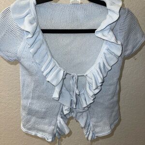Wild Fable Ruffled Knit Blouse - Light Blue